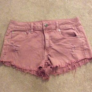 American eagle light pink denim shorts