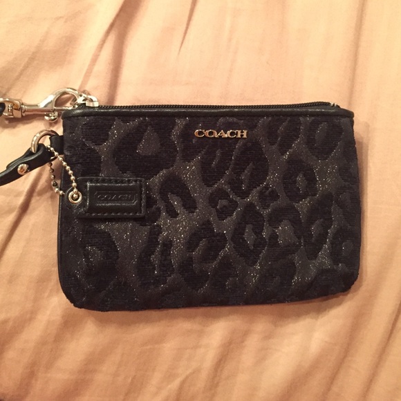 Sparkly Cheetah Print Coach Wristlet