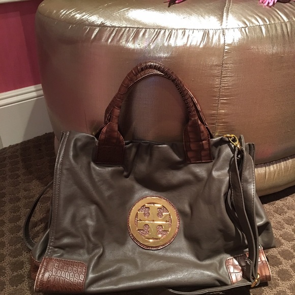 Imitation Tory Burch two toned leather bag