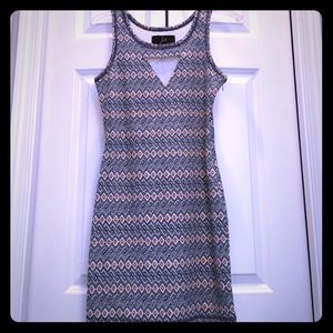 Printed Peek-a-Boo Fitted Dress Printed Peek-a-Boo Fitted Dress