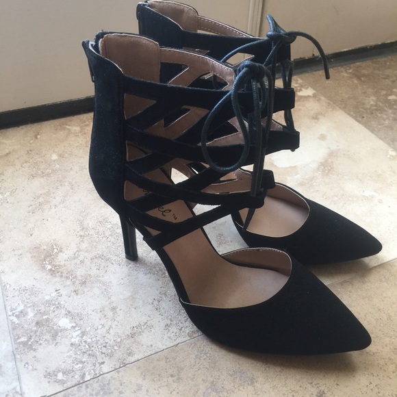 Black strapped heels