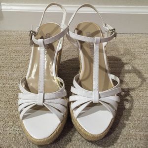White Patent Leather Wedges