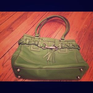 Green Hampton braided Kelly Coach handbag