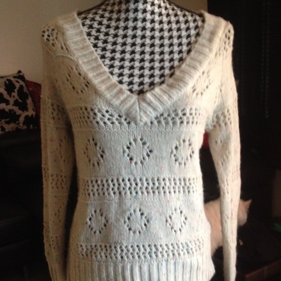 Cream sweater with color specs