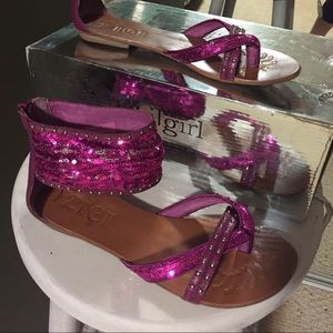 Pink /Fuchsia Sequined Aztec Sandals