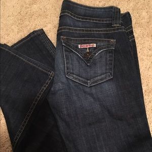 Hudson size 28. (Inseam is 30)