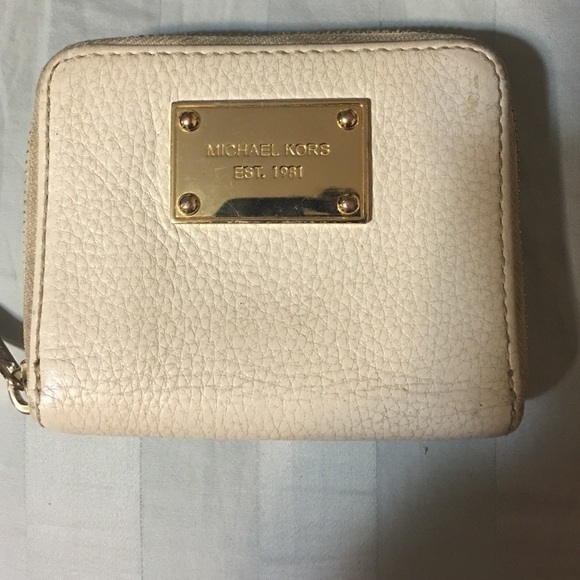 MK white leather wallet