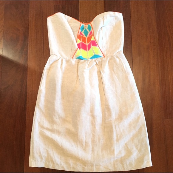 Linen Judith March strapless dress