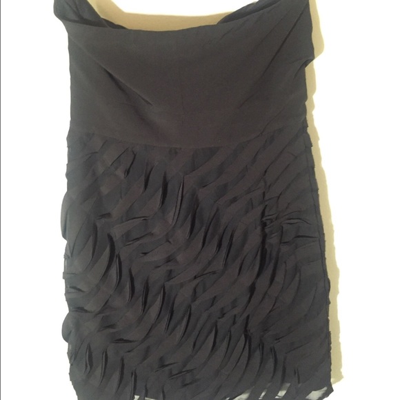 Aqua Black Ruffled Strapless Dress