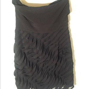 Aqua Black Ruffled Strapless Dress