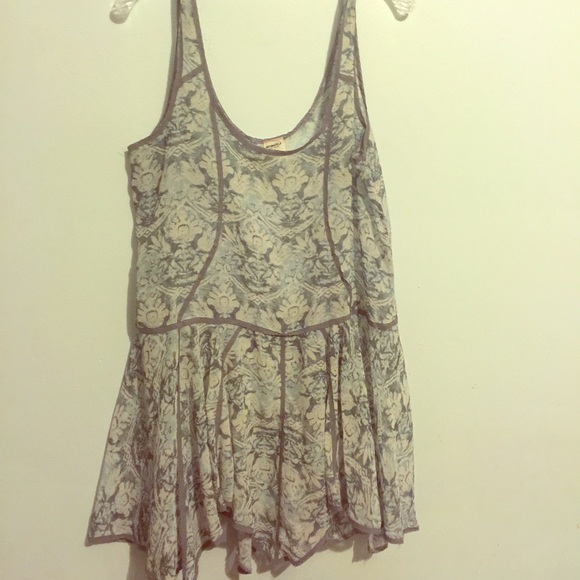 Free People Dresses & Skirts - FREE PEOPLE Blue Sheer Floral Trapeze Slip Dress