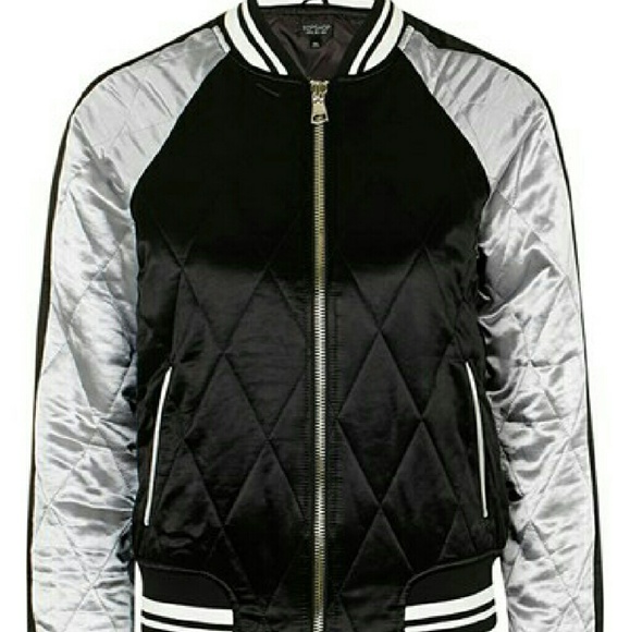 TOPSHOP Contrast Quilted Bomber Jacket - Picture 3 of 3