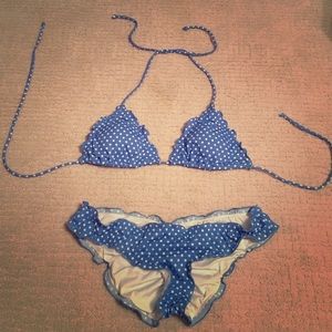 Blue polka dot bikini