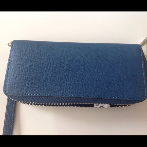 NWT MICHAEL KORS JETSET WALLET WRISTLET BLUE - Picture 5 of 5