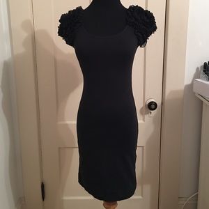 H&M Black Dress W/ Ruffled Sleeves