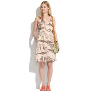 NWOT Madewell Tailored Silk Dress in Safari Sketch