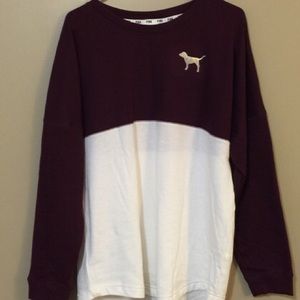 VS PINK varsity crew neck sweatshirt foil