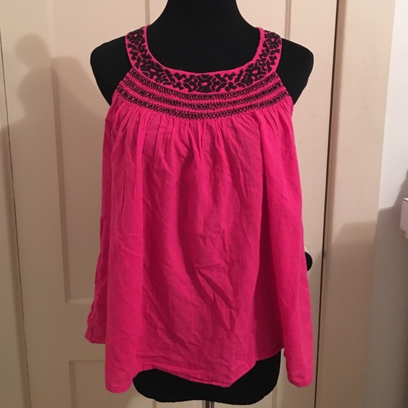 H&M Pink Top w/ Black Embroidery