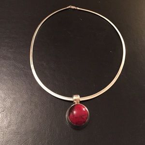 Vintage Sterling Silver Jasper Necklace