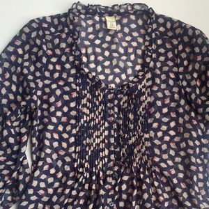 Peasant-style Navy Blouse
