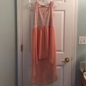 WORN ONCE pink striped high low dress