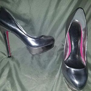 Silver sexy high heel shoes