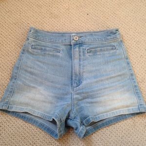 light wash high waisted shorts