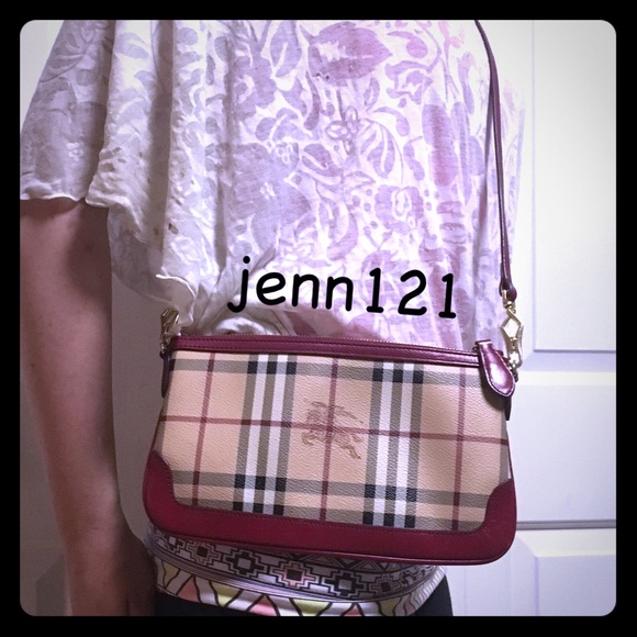 Burberry horseferry check & leather red Crossbody