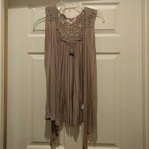 Beige sleeveless cardigan