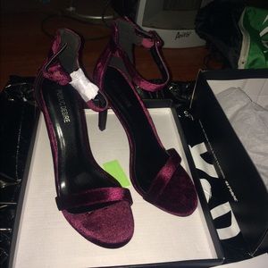 Burgundy velvet heels