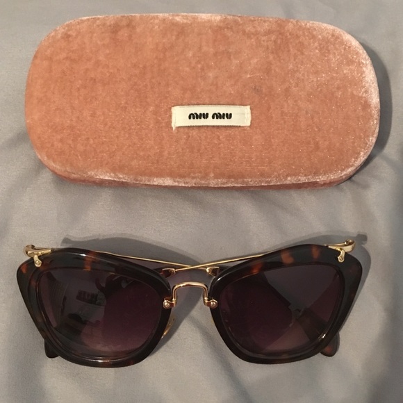 Miu Miu Accessories - Miu Miu Brown Tortoise Cat Eye Sunglasses
