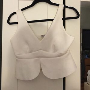 NWOT White Asos crop top with frill hem