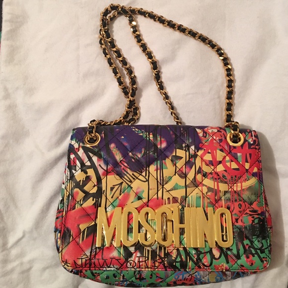 Moschino Graffiti-Print Shoulder Bag Multicolor