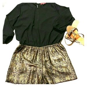 RED Saks Fifth Ave black & gold romper