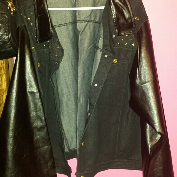 Jackets & Blazers - Pleather and jean jacket