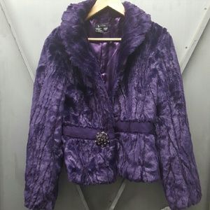 Purple faux-fur jacket
