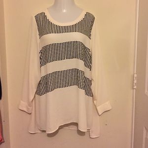 Cream- Off white sheer blouse with shiny dots