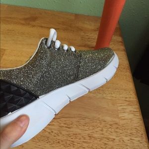 NWT gold sparkle sneakers w/ spike detail on heel