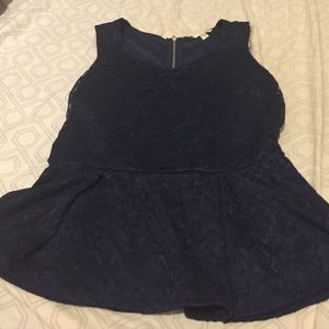 Navy lace peplum tank top