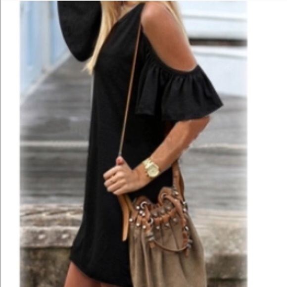 Black cut out shoulder top