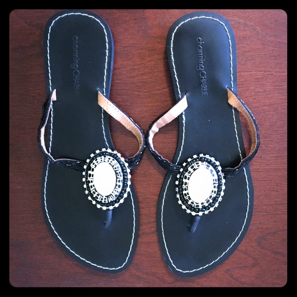 Black jeweled sandals- 8.5 size
