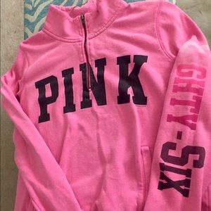 Victoria'sSecret pink sweatshirt half zip Sz L💗