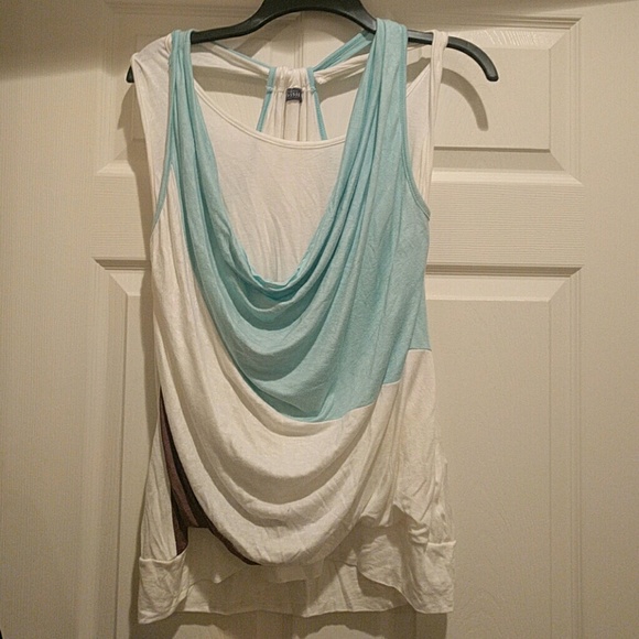 Sleeveless blue and white tank