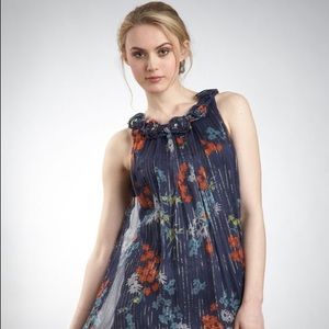 eci Rosette Neck Midi Dress (Navy)