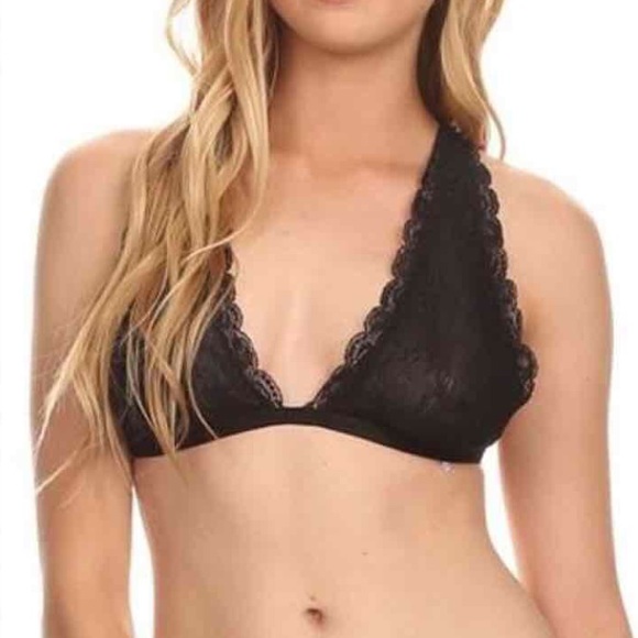 NWT black halter lace bralette