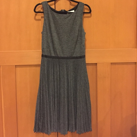 Ann Taylor Loft charcoal gray pleated dress