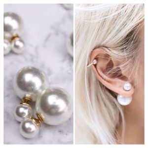 Classy Double Sided Faux Pearl Earrings