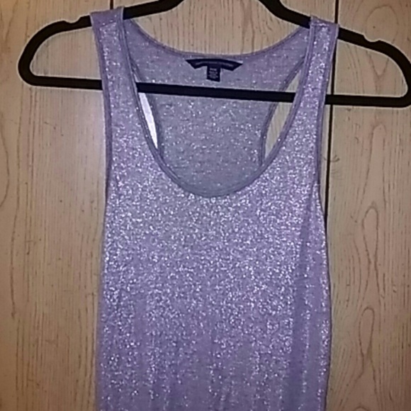 American Eagle Outfitters Silver Glitter Tank Top