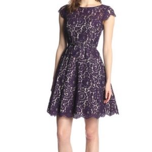 Eliza J -Cap sleeve fit and flare lace party dress