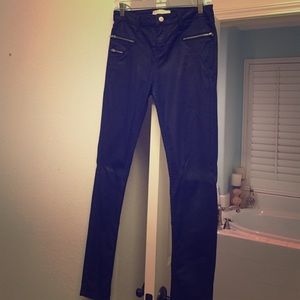 Zara Navy Coated Denim Jeans